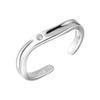 Adjustable Open Ring Women With Irregular Wave Design Mini Zirconia Inlay Sterling Minimalist Fashion Jewelry