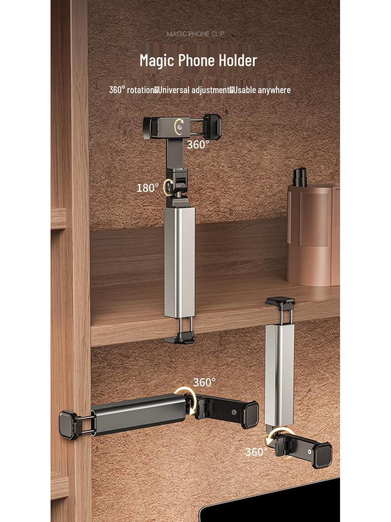 Aluminum Alloy Portable Selfie Stick: High-Speed Rotation, Telescopic, Folding Phone Holder for Travel.