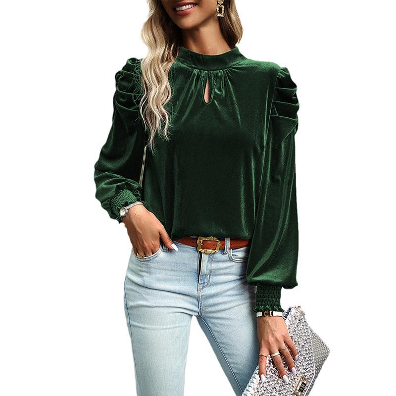 Eleganter europäischer Stil Samt Chiffon Plissierter Rollkragen Pullover für Damen - Herbst 2025 Kollektion