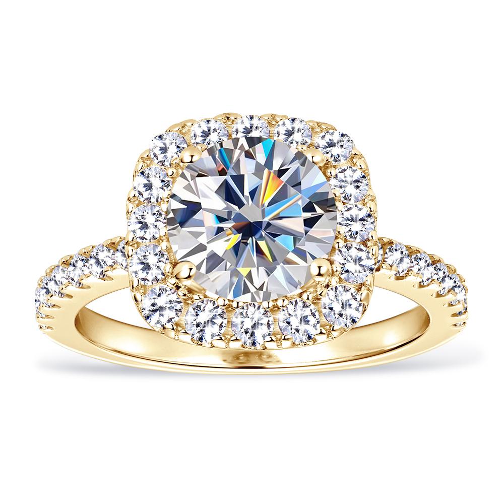 

2CT GRA Certified Moissanite Ring for Women 8MM Brilliant Diamond Wedding Finger Rings 925 Silver Band Plated 18K Gold 10&2CT Moissanite