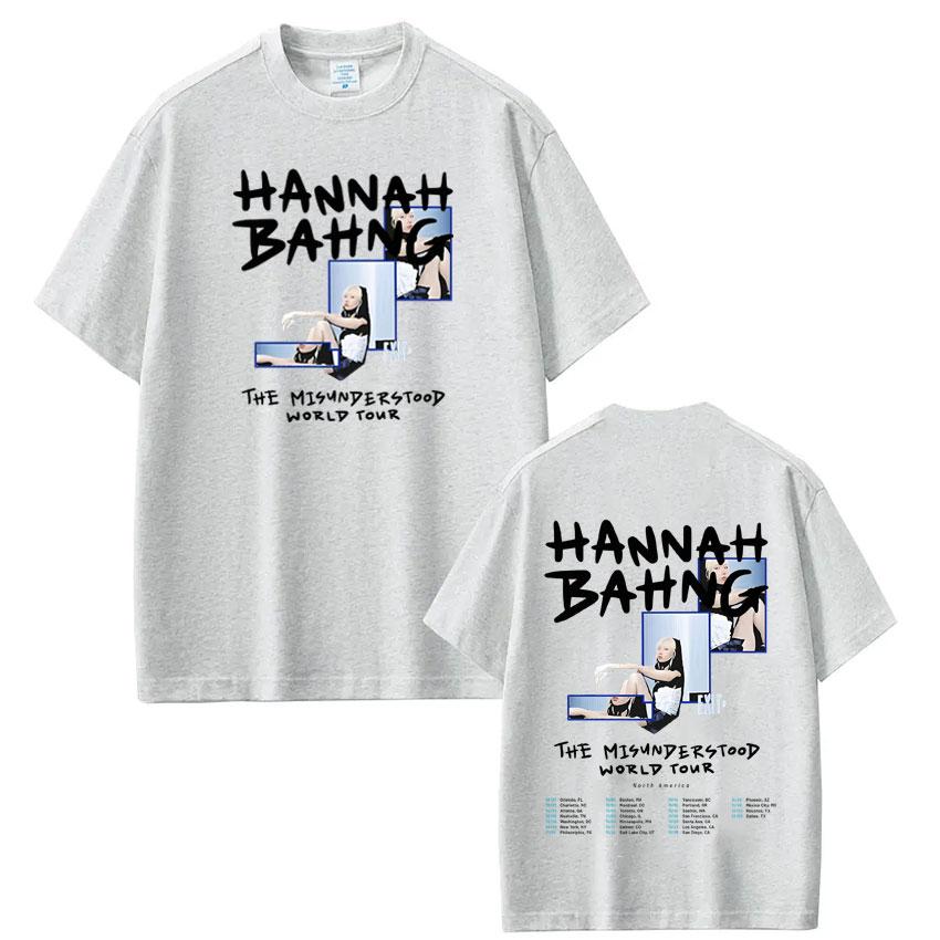 

2025 Summer Hannah Bahng The Misunderstood World Tour T Shirt Graphic Tees Popular Women Men 100% Pure Cotton Printed T-shirt S