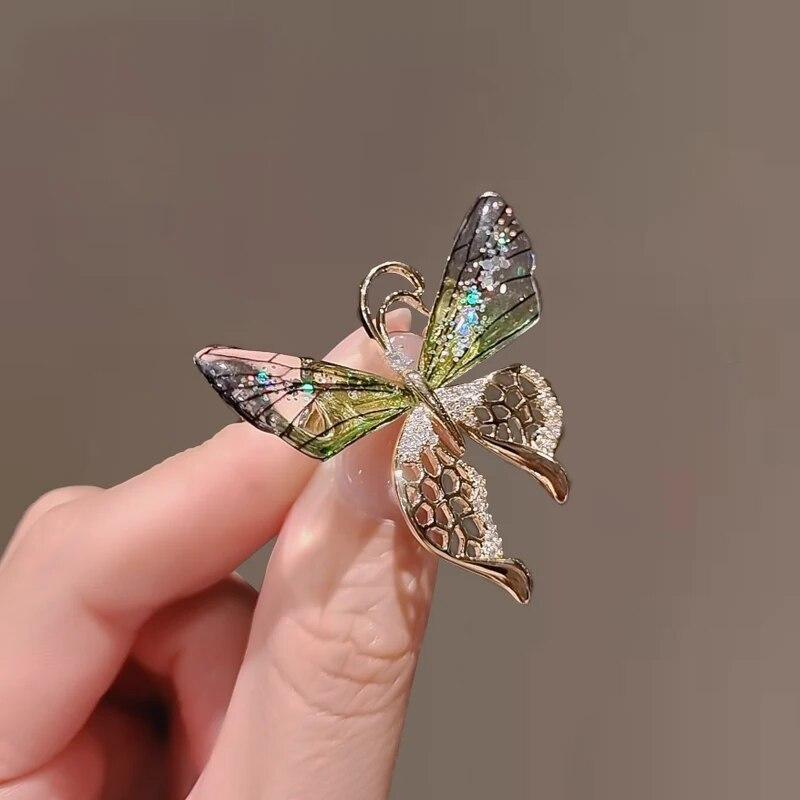 New Women Crystal Rhinestone  Brooches Butterfly Badge Pin Vintage  Elegant Zircon Pins Weddings Office Party Scarf Pin Jewelry