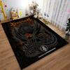 Black Dragon On Skulls Dark Fantasy Orange Fire Art soft floor mat for home living space grunge rock band retro print printed wall carpet floor mat