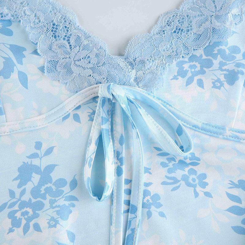 Women's V-neck Mini Dress Printed Dress