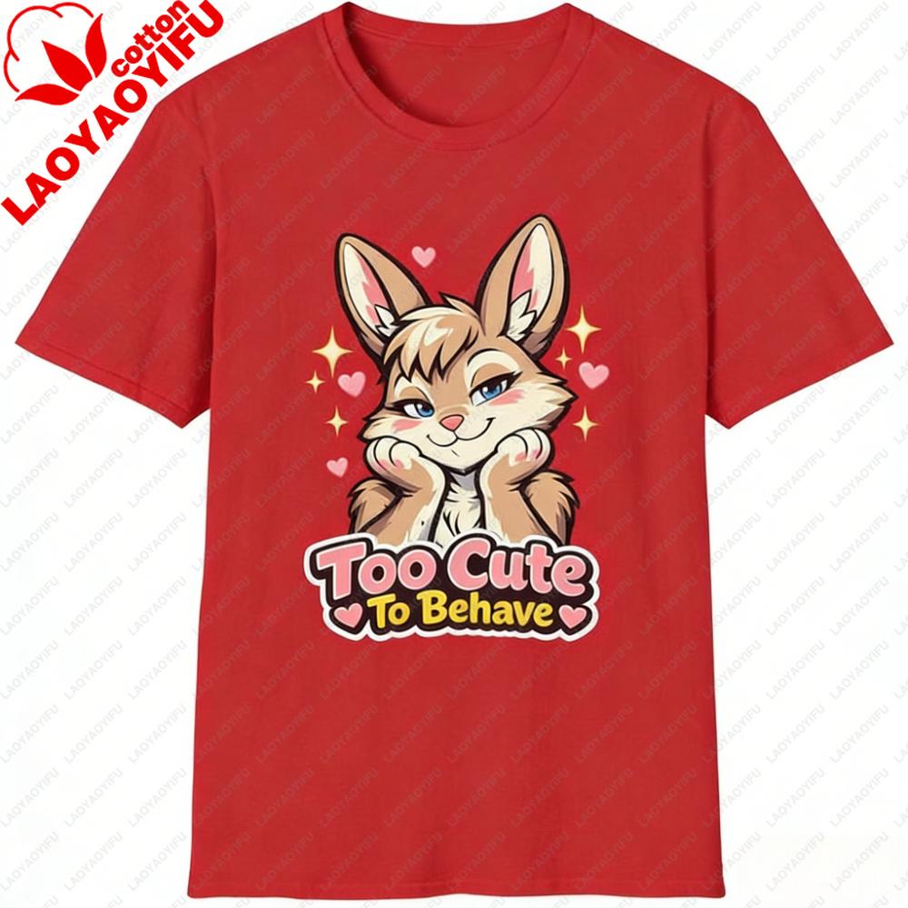 Too Cute To Behave Kawaii Bunny T-Shirt Furry Art Shirt Fluffy Rabbit Lover Gift Tshirt Menunisex Fashion Daily Life Cotton Tee