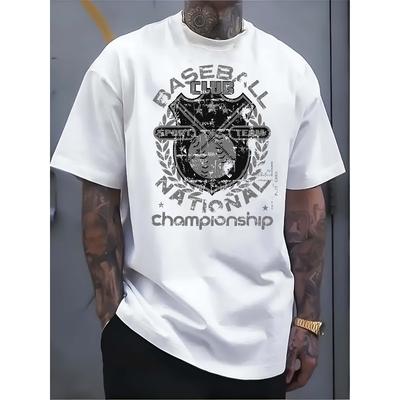 Europäische Größen Weißes T-Shirt für Herren: ""Meisterschaftsverein: Vintage Baseball T-Shirt