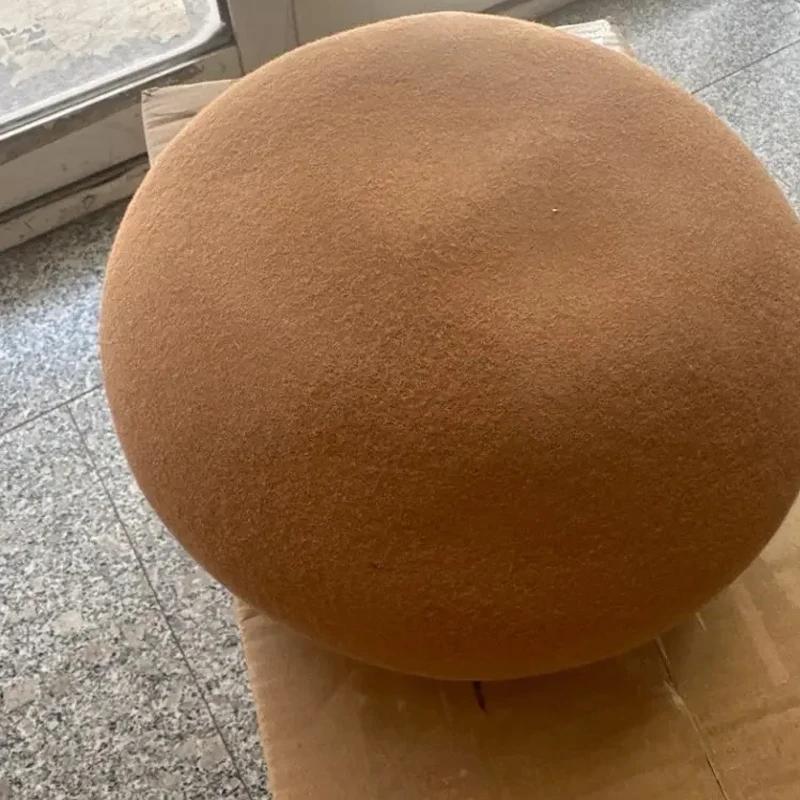 Wool Felt Blocked Beret Autumn Winter Elegance Women Kids Child Bread Pumpkin Beret Hat Men Ladies Leisure Painter Hat Fashion