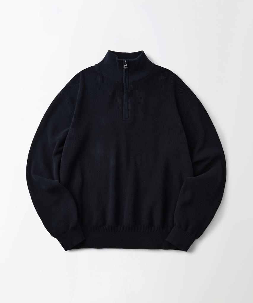 OUTSTANDING Half Zip-Up Knit Sweater_Navy