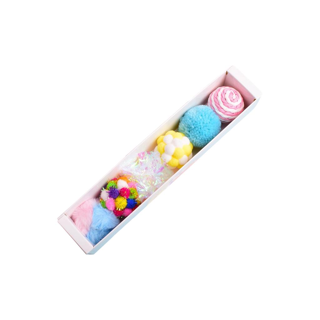 Handgemachte Plüschglöckchenkugel Katzenspielzeug Elastische Kugel Geschenkbox-Set, Selbsterhaltende Kugel für Katzen, Kratzfest und -beständig