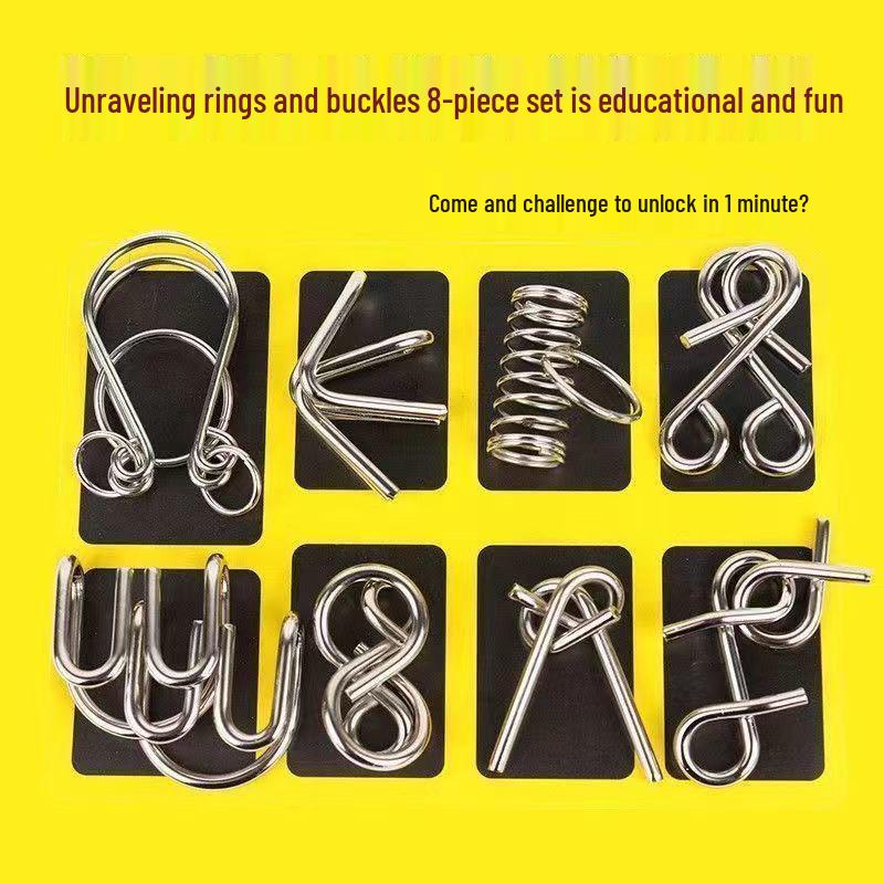 Children's 9-Ring Puzzle Toy: 24-Piece Brain-Boosting Set for Students and Seniors.