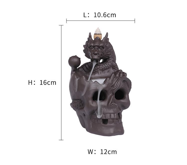 Zisha Skull Halloween Backflow Incense Burner - European Style Home Gift Ornament