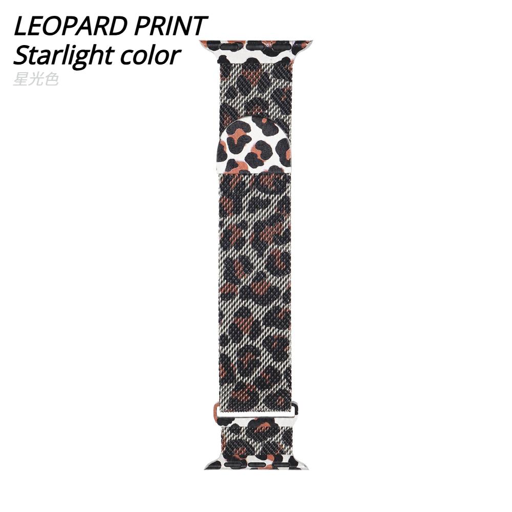 Milanese Loop strap For Apple watch band 46mm 45mm 44mm 40mm 41mm Leopard Print Magnetic bracelet for iWatch Series 11/10/9 8 7 6 SE3/Ultra 2 3 4 49mm