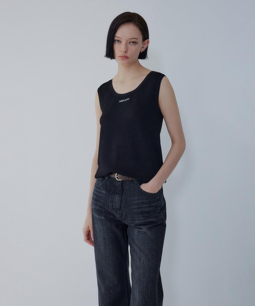 Bobeu Lettering Sleeveless Knit Pullover_Black 7156250003