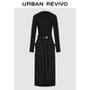 UR 2025 Autumn Women's Workwear Belted Slim Long Dress