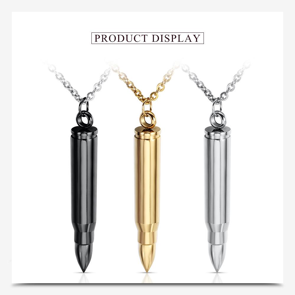 European-American Titanium Steel Bullet Pendant Necklace - Retired Soldier Commemorative, Custom Engraving Available