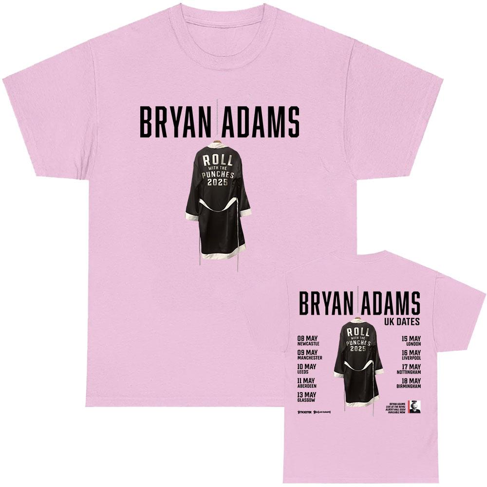 BRYAN ADAMS ROLL WITH THE PUNCHES TOUR 2025 Tshirt Short Sleeve Cotton Oneck Tshirt Unisex Clothes Summer Unisex Streetwear Male