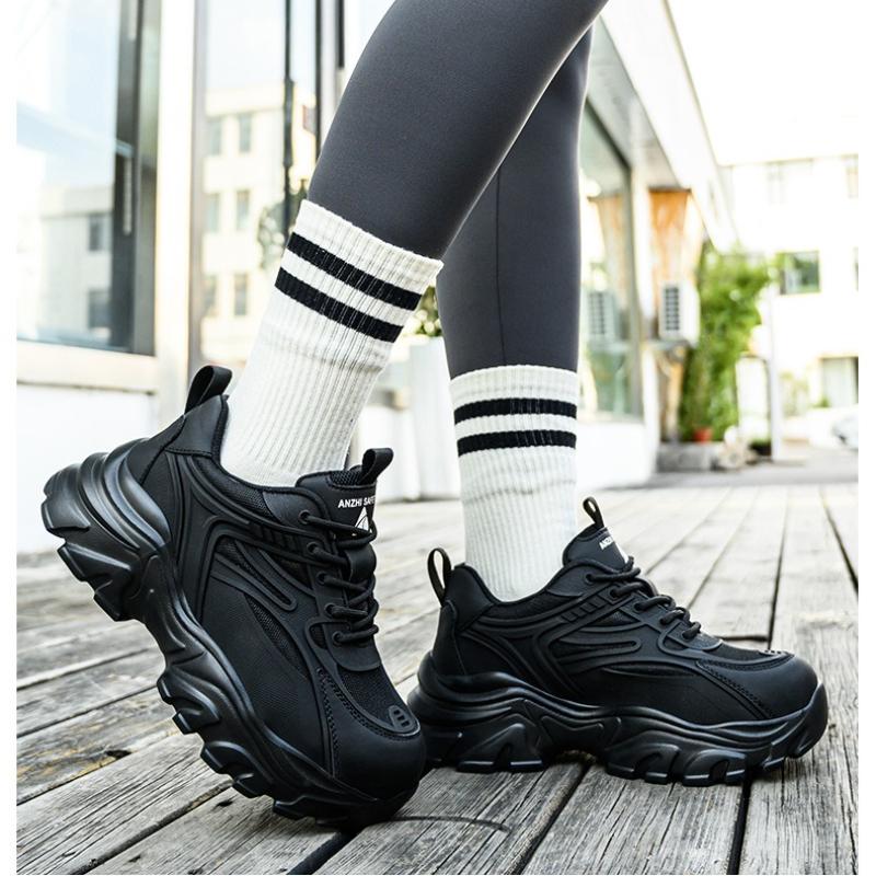 

Fashion Women Safety Shoes for Work Safety Boots Breathable Steel Toe Puncture Proof Sport Work Sneakers Construction Tactical Shoes 35 чёрный