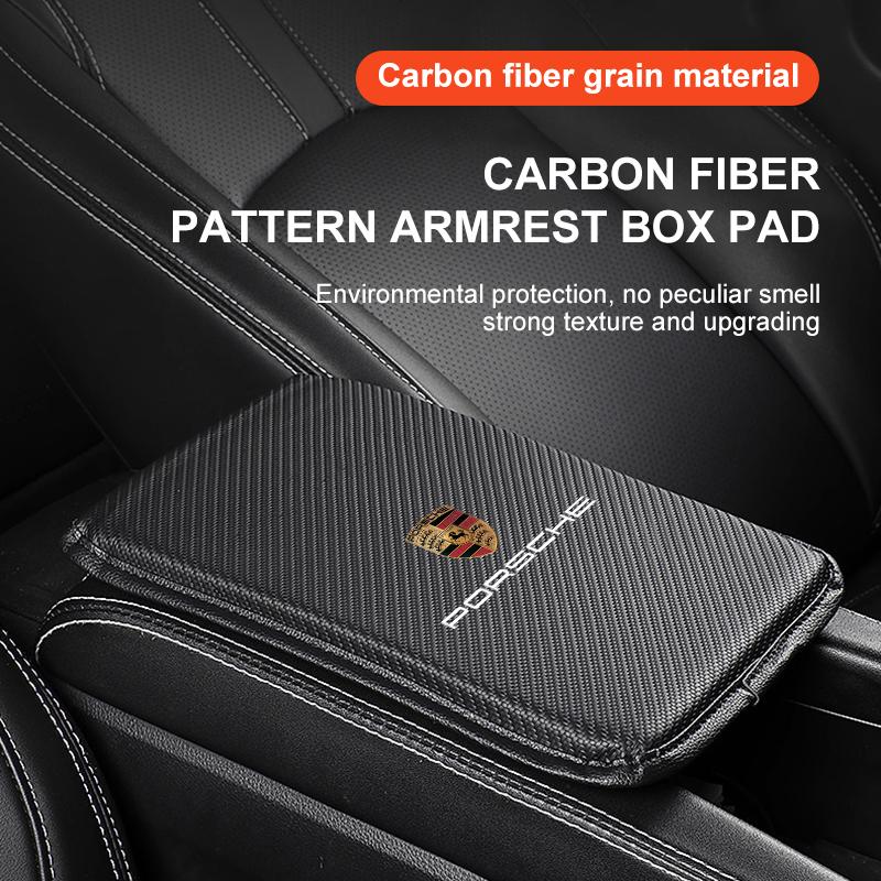 1Pcs Car Armrest Box Mats Leather Center Console Covers Accessories For Porsche 911 918 928 944 968 Boxster Cayenne Macan Panamera