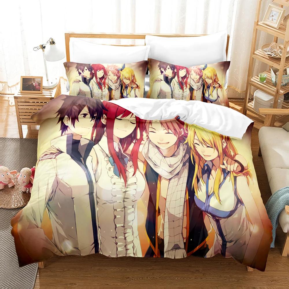 Fashion 3D Printing Anime Fairy Tail Bedding Set Boys Girls Twin Queen Size Duvet Cover Pillowcase Bed Kids Adult Home Textile