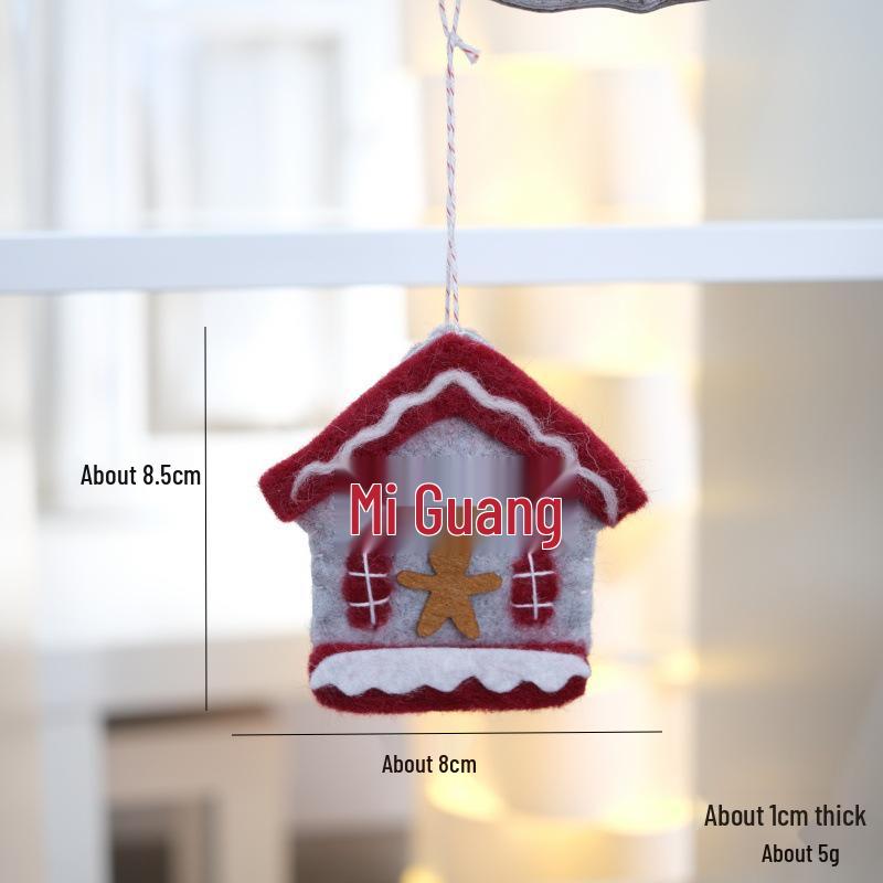 Cross-Border Christmas Felt House Tree Ornament - Gingerbread Heart Pendant
