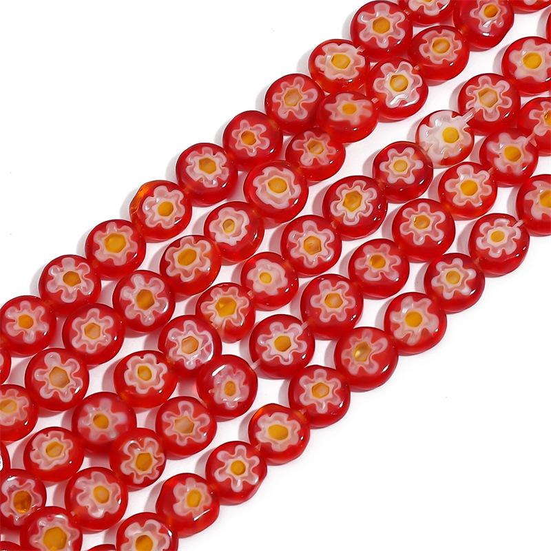 Thousand Flower Glazed Flat Beads for DIY Bracelets, Necklaces, and Earrings