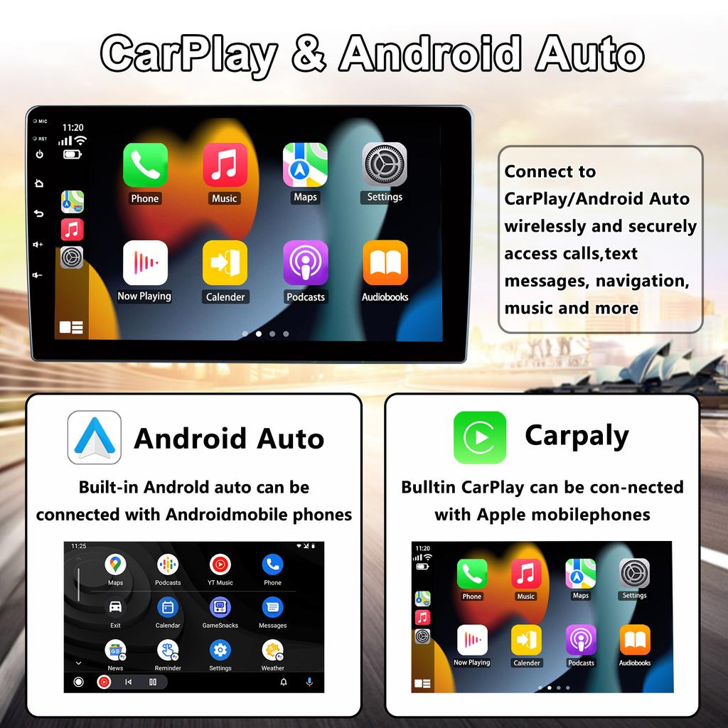 RK-3562 7 9 10 Zoll Android 14 Ultradünnes 4Cores 4+32GB Autoradio für universelles kabelloses Carplay GPS Navi Wifi BT 5.0