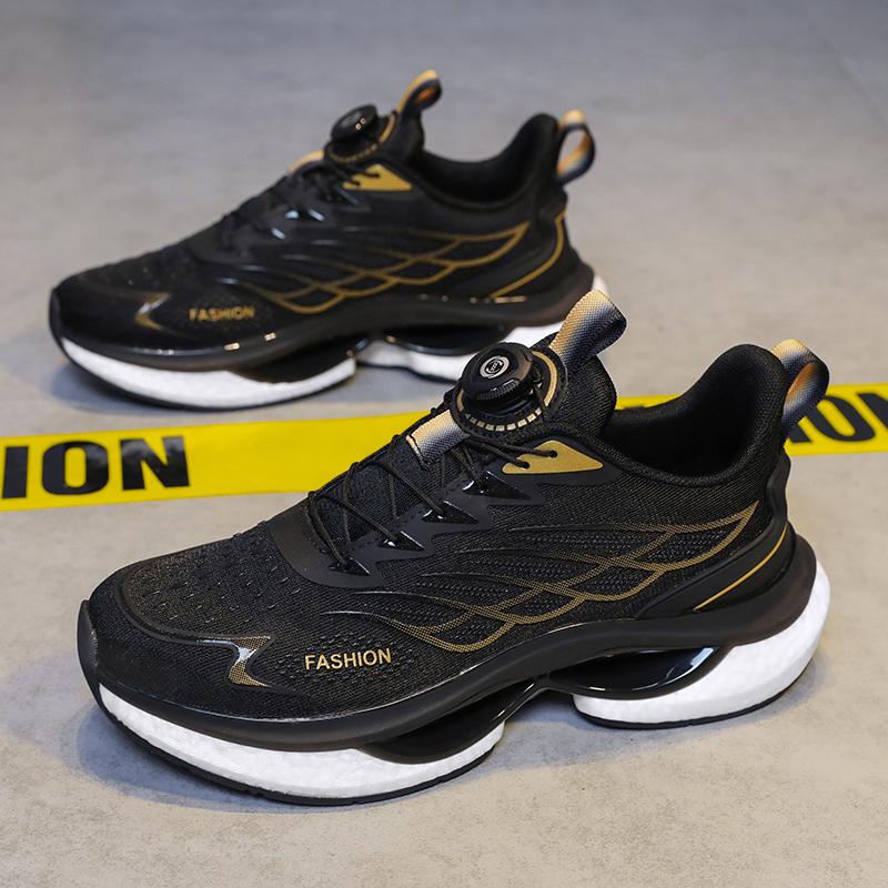 Rotating button winter cotton shoes student running shoes shock absorption casual running sneakers