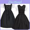 Encantador Vestido Medieval Renascentista Preto Feminino Com Mangas Bufantes Para Celebrações da Oktoberfest