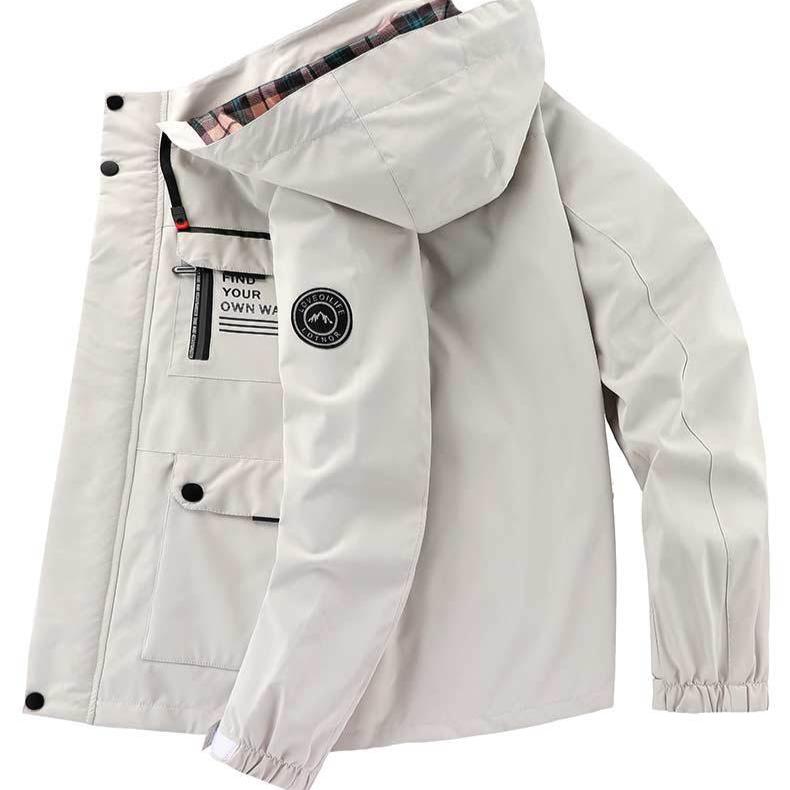 Men's Casual Jacket Parka Fall/Winter Hooded Men's Coat Solid Color Outdoor Jacket