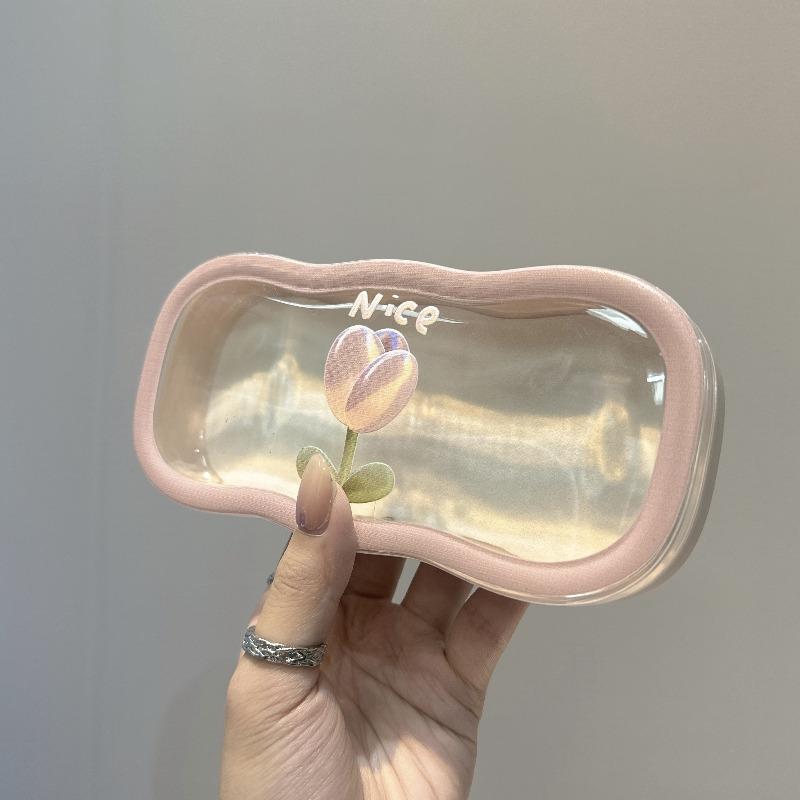 1Pc Transparent Retro Tulip Glasses Case, Portable Fashion Glasses and Reading Glasses Storage Case