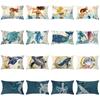 Serie de Impresión de Ilustraciones Funda de Almohada Lumbar de Piel de Melocotón Rectangular Funda de Almohada para Sofá Cojín de Oficina Funda de Almohada Lumbar