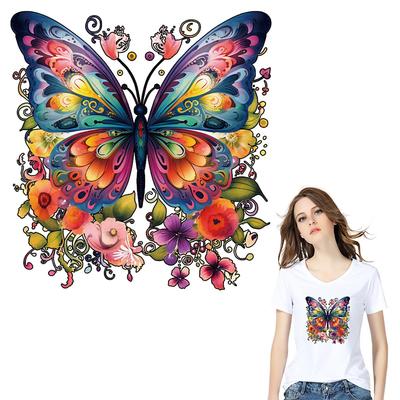 Iron On Patches Flowers Butterfly Jeans Heat Press Appliqued Fashion Stripes Diy Accessory Sticker Patch For Clothing Decals