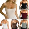 Women Vest Sling Pure Color Slim Fit Spaghetti Straps Camisole Summer Versatile Layering Vest