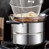Stainless Steel 3-in-1 Cookware Set, Including Pot Body+glass Lid+deep Fryer Basket, Steamer Insert and Glass Lid  Multifunctiol