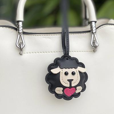 Lamm Schlüsselanhänger PU Leder Tiere Schlüsselanhänger Hängeornament Rucksack Handtaschenanhänger Geschenk für Männer Frauen Koreanische Taschenanhänger