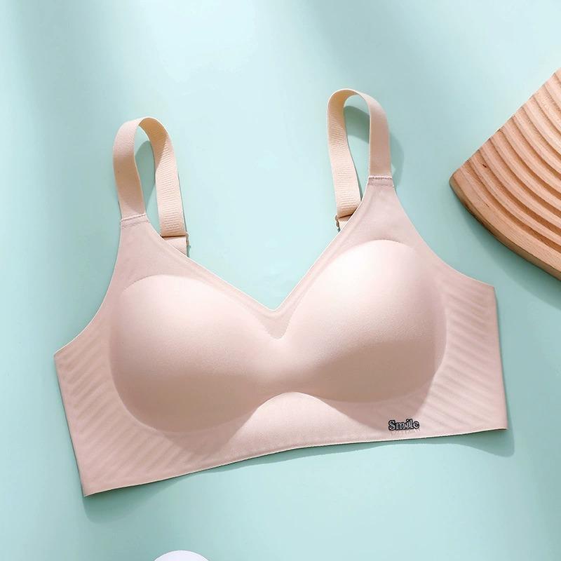 

Simple smooth and seamless underwear, small breasts gathered and supported to prevent sagging, no steel ring, jelly strip soft support bra cover 3XL