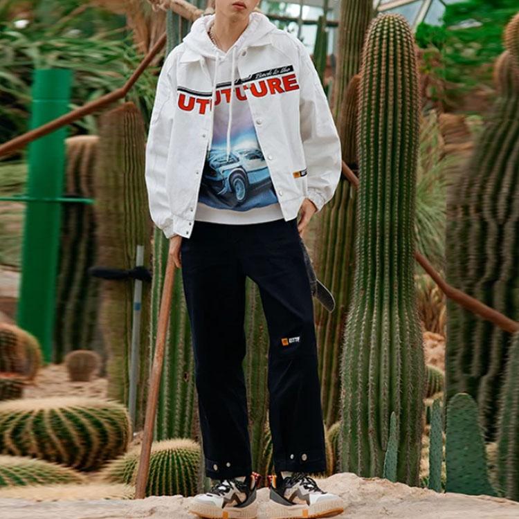 Li-Ning X Universal Pictures Back To The Future Co-Branded Collection Letter Print Straight Loose Casual Pants Men Bottoms Black AKXR511-2