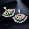 CMM Hollow Out Fan Shaped Cubic Zirconia Drop Earrings