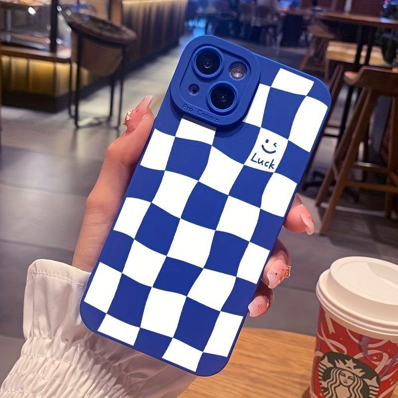 White Plaid Soft Phone Case for Apple iPhone 16/15/14/13/12 Pro Max/11 Protects Pupil Eye