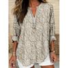 Women's Henley V Neck Long Sleeve Loose Solid Linen Blend Tunic Top Plus Size Casual Blouse