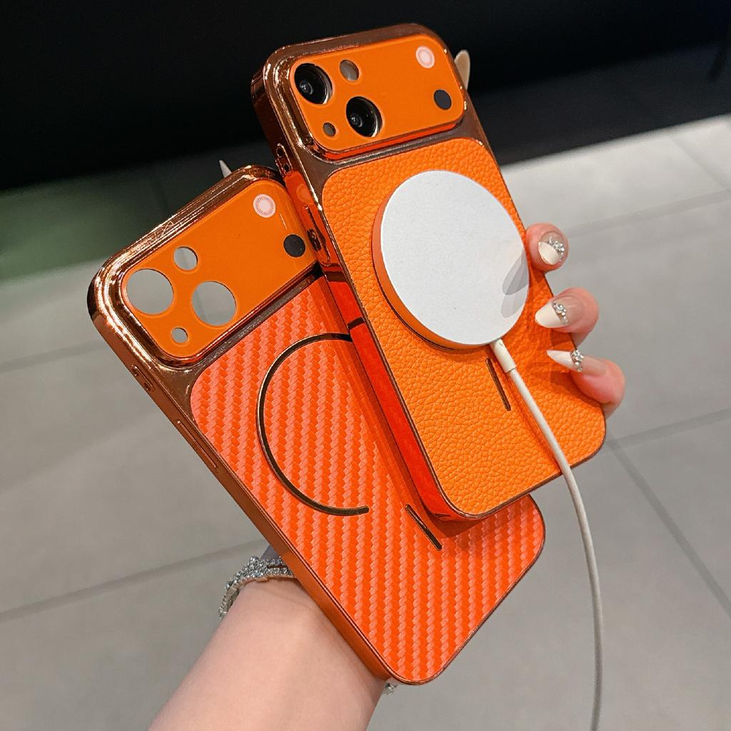 For iPhone 15 Electroplated Phone Case Transfer to 17 Pro Shockproof TPU PU Back Cover