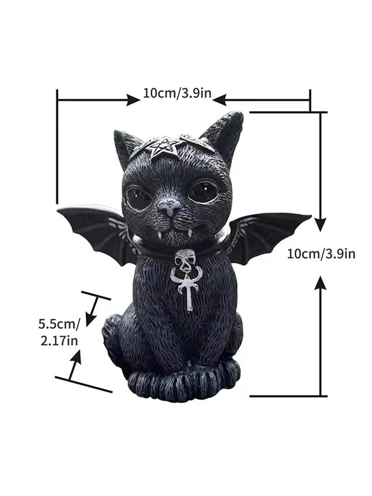 Black Cat Statue Mysterious Cute Cat Witch Cat Figurine Witches Decor Desk Ornament Hand-Painted Sculpture for Halloween 1PC