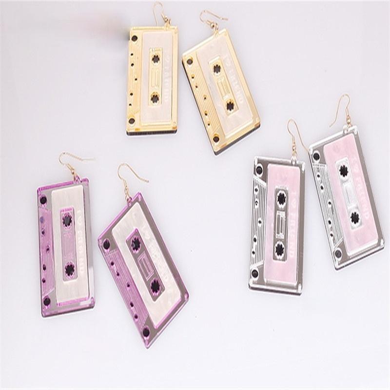 Women Sumemr Fashion Brand Acrylic Tape Dangle Earrings for Women Zinc Alloy Pendientes Long Drop Earring Jewelry Accessories