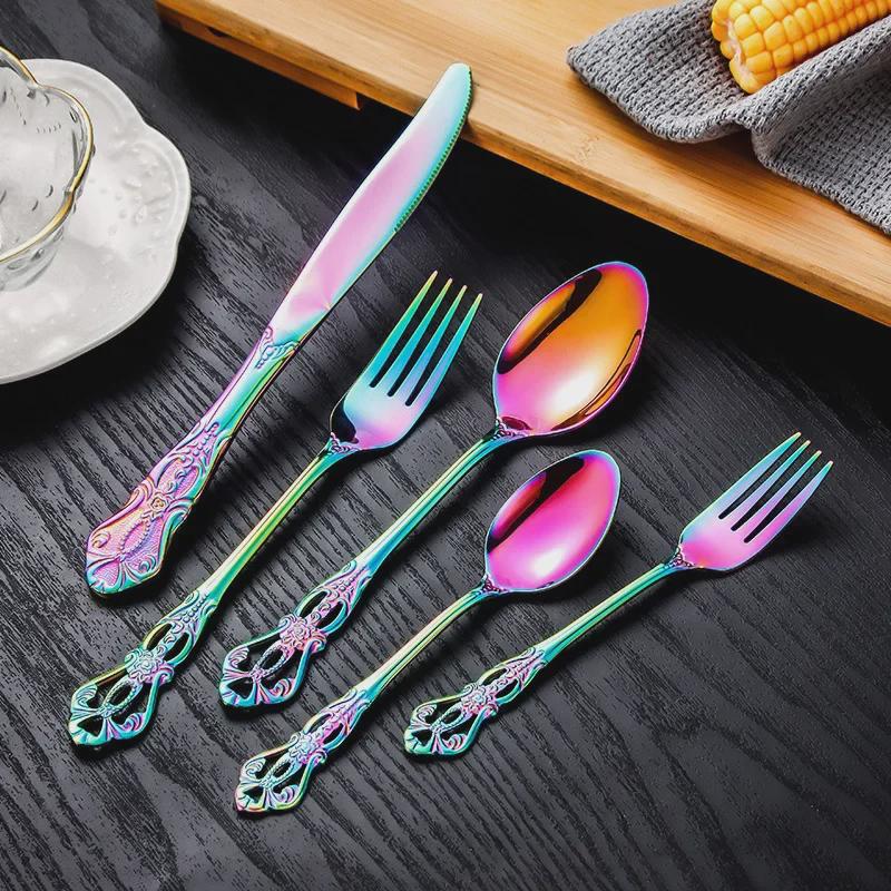 Stainless Steel Cutlery Set: Royal Steak Knife, Dessert Spoon, Salad Fork, Ice Spoon