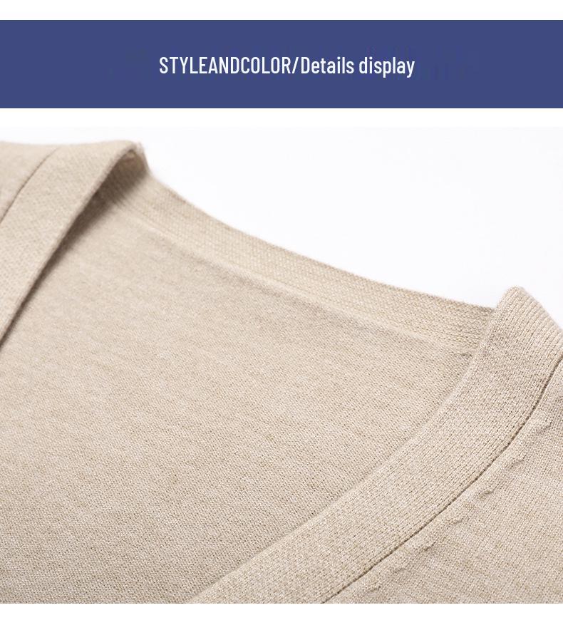 Męski kardigan dzianinowy w stylu koreańskim, dopasowany, z głębokim dekoltem w serek - Sweter modny na wiosnę/jesień