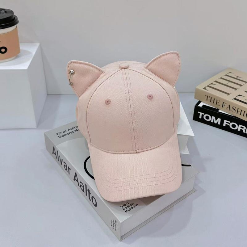 YIRAN Dayang hat Nieuwe Verstelbare Pet Effen Kleur Schattige Kattenoren Baseballpet Trendy Cartoon Papa Pet Casual Zon Hoeden voor Koppels en Dames 54-58cm