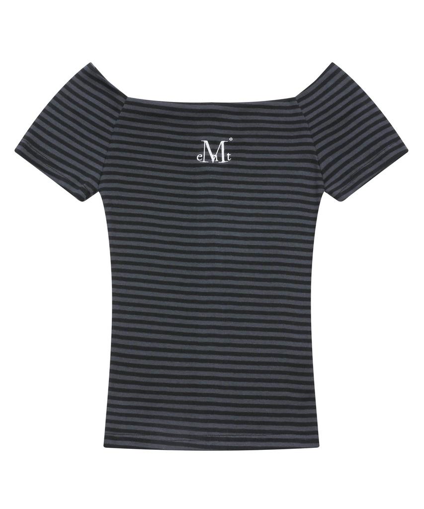 MUCENT Emma Off-Shoulder Striped Slim Fit Short Sleeve Tee