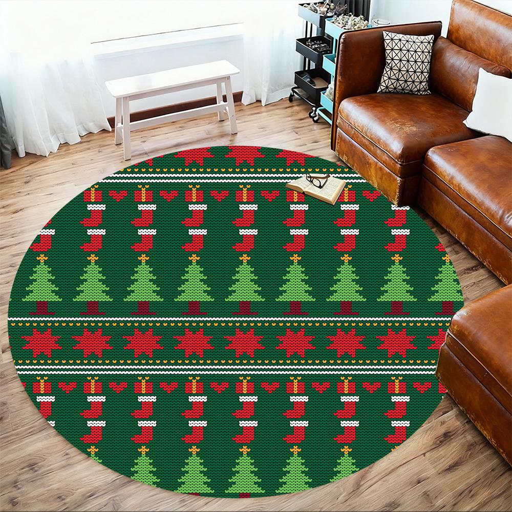 1pc Christmas tree Round Chair mat Area Rug - Non-Slip, Floor Mat for Office, Bedroom, and Indoor Decor -1002152