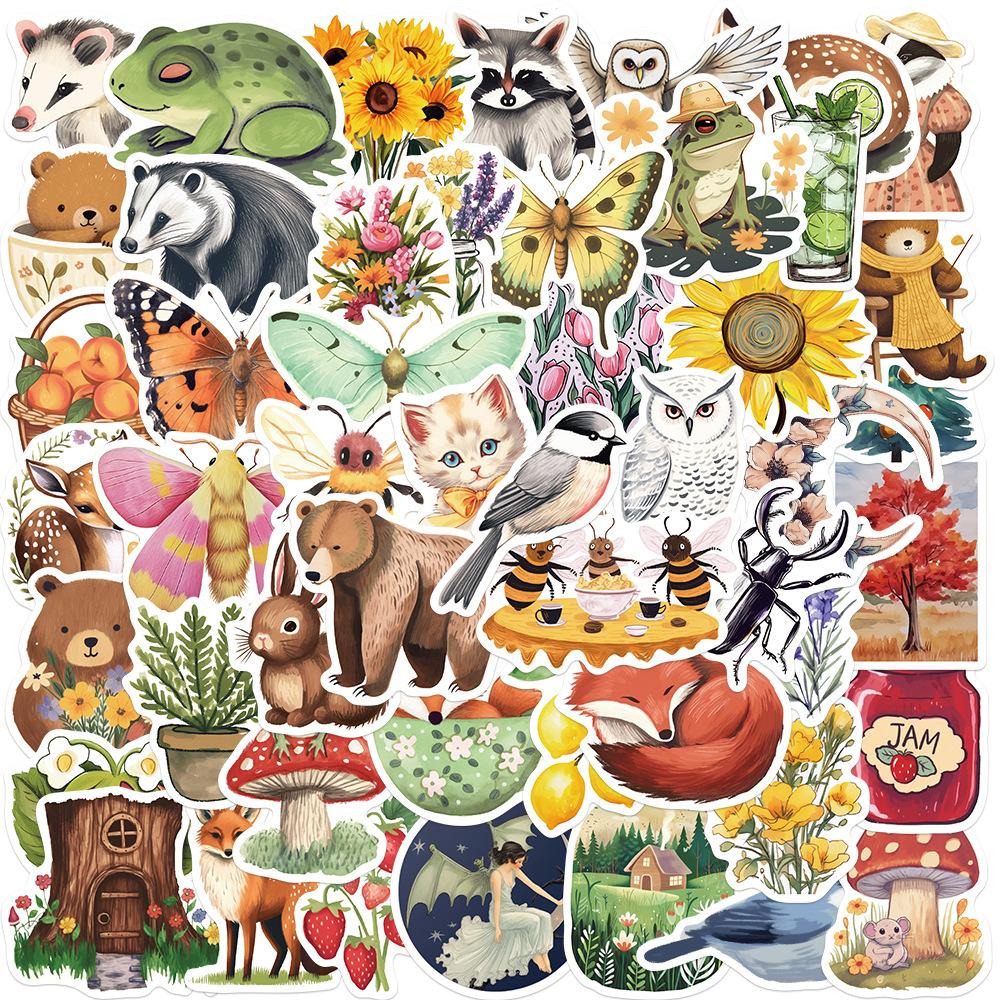 50 Cartoon Mysterious Forest Illustration Graffiti Stickers Personalized Decorative Guitar Notebook Suitcase DIY Waterproof