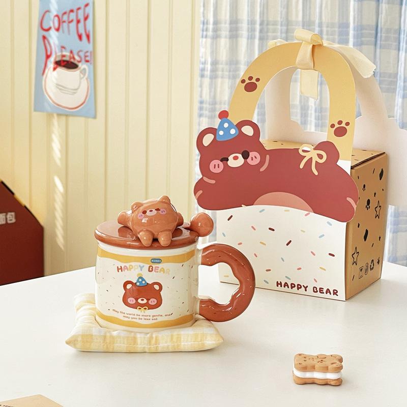Cute Little Bear Mug High Appearance Level Ceramic Cup Design Sense Breakfast Cup Milk Cup  Gift Box As A Souvenir